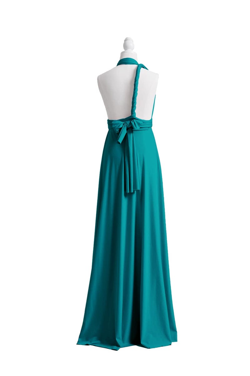 72styles Long Bridesmaid Dresses One Shoulder Sleeveless Plus Size Formal Dresses for Party Wedding Evening Prom Convertible Dress with Bandeau Teal - Image 3